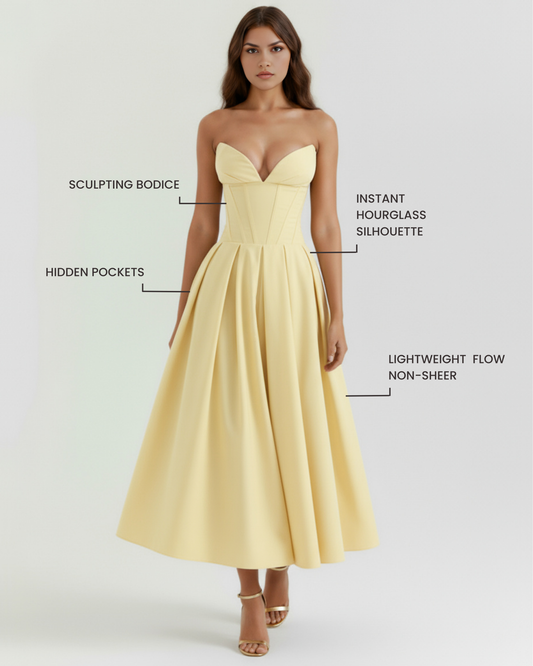 Amalfi — vestido en color amarillo claro · Novah Collection [color:Amarillo Claro]