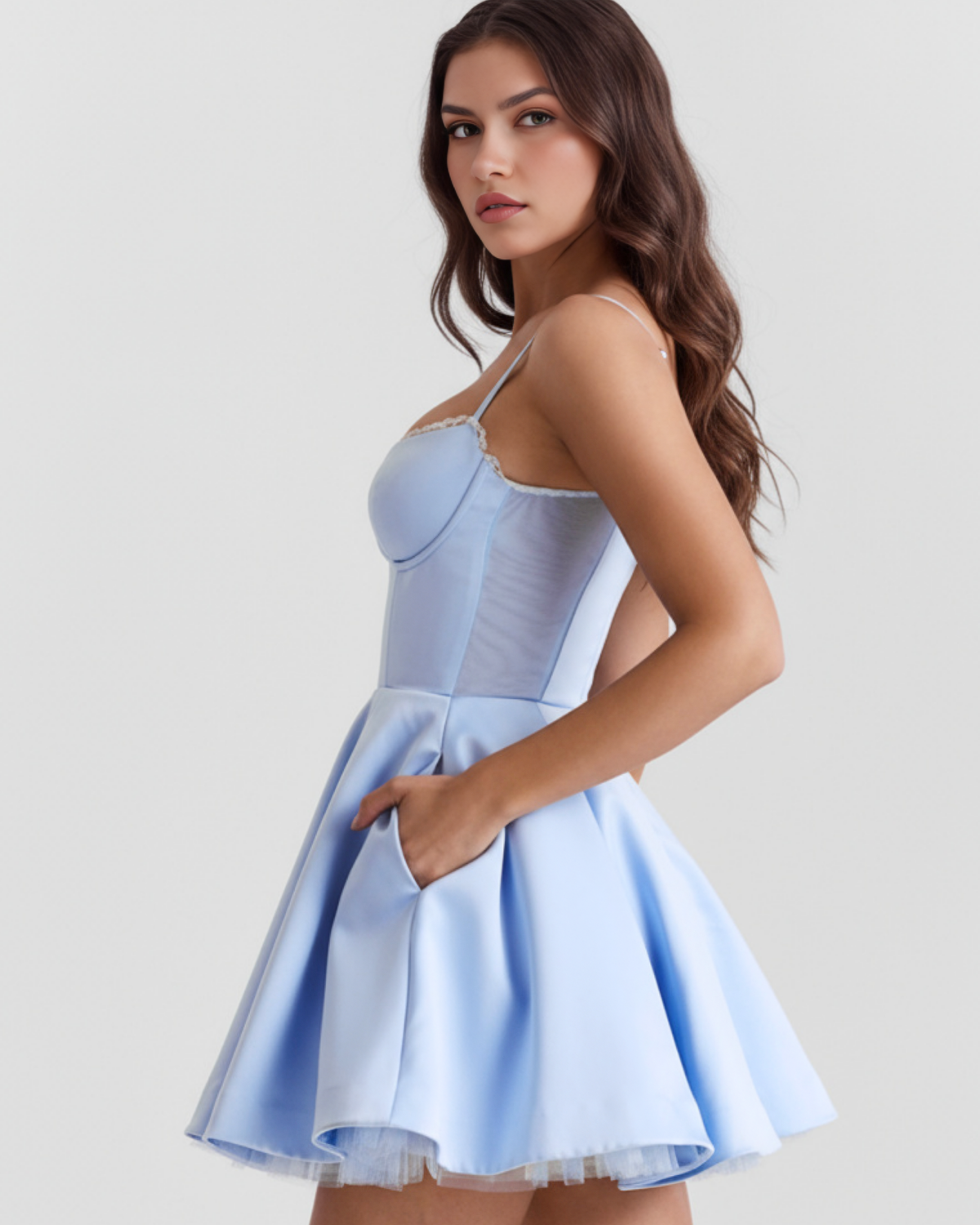 Selene — vestido en color azul bebé · Novah Collection [color:Azul Bebé]