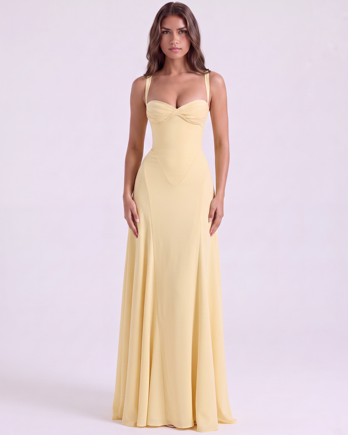 Laura — vestido en color amarillo mantequilla · Novah Collection [color:Amarillo Mantequilla]