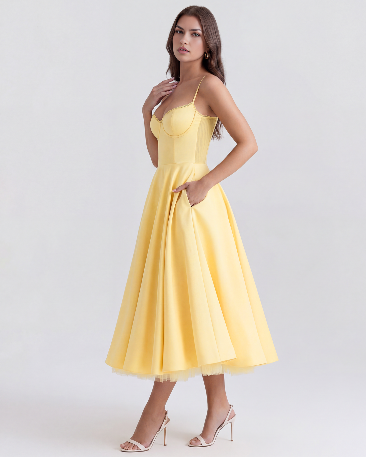 Selene — vestido en color amarillo mantequilla · Novah Collection [color:Amarillo Mantequilla]