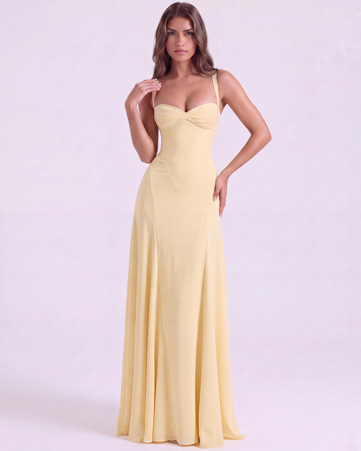 Laura — vestido en color amarillo mantequilla · Novah Collection [color:Amarillo Mantequilla]
