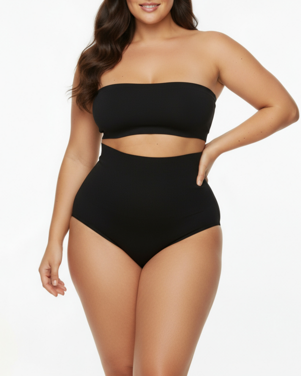 High-Waisted Thong — prenda moldeadora en color negro · Novah Collection [color:Negro]