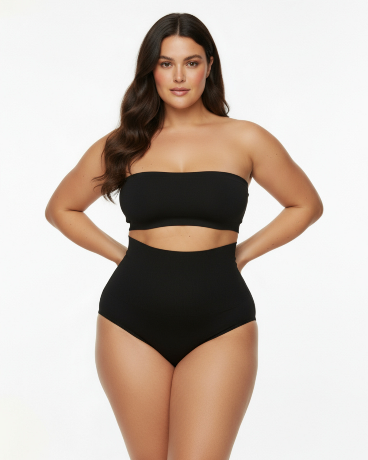 High-Waisted Thong — prenda moldeadora en color negro · Novah Collection [color:Negro]