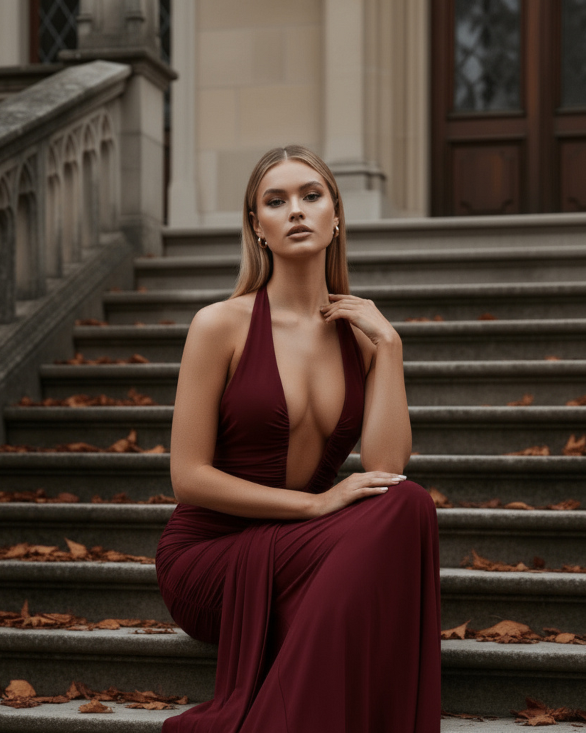 Ariel — vestido en color burdeos · Novah Collection [color:Burdeos]