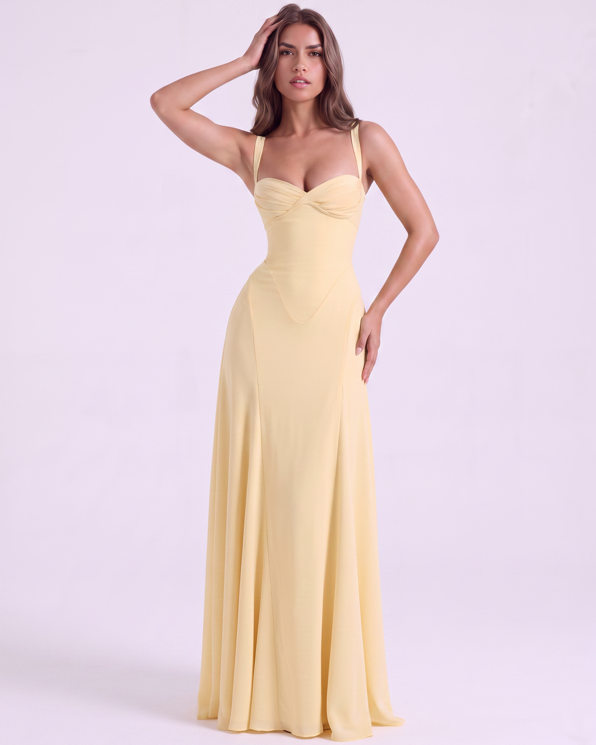 Laura — vestido en color amarillo mantequilla · Novah Collection [color:Amarillo Mantequilla]