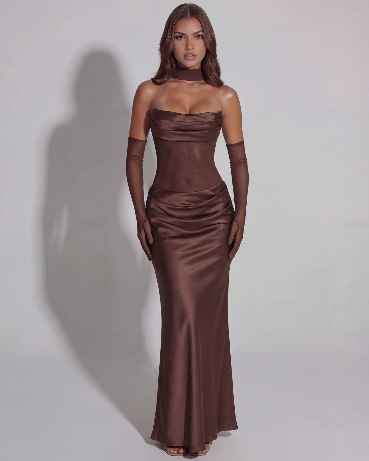 Vittoria — vestido en color marrón · Novah Collection [color:Marrón]