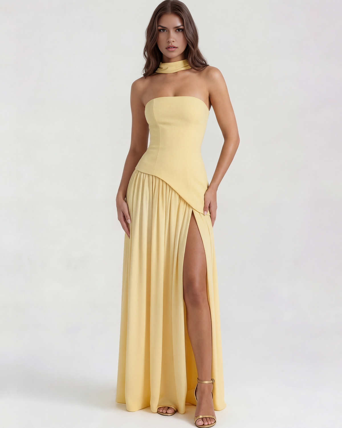 Serena — vestido en color amarillo mantequilla · Novah Collection [color:Amarillo Mantequilla]