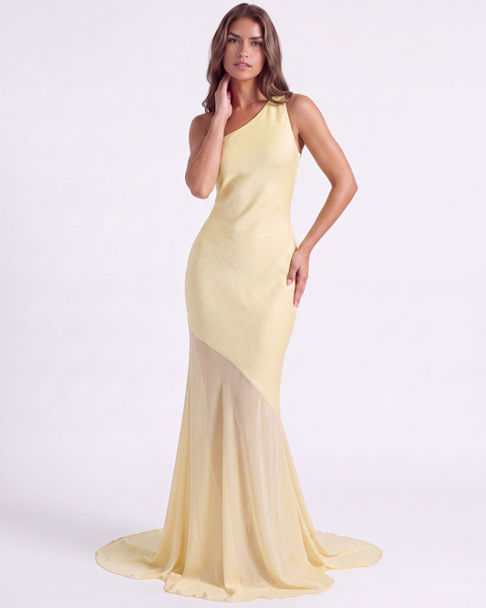 Angelina — vestido en color amarillo mantequilla · Novah Collection [color:Amarillo Mantequilla]