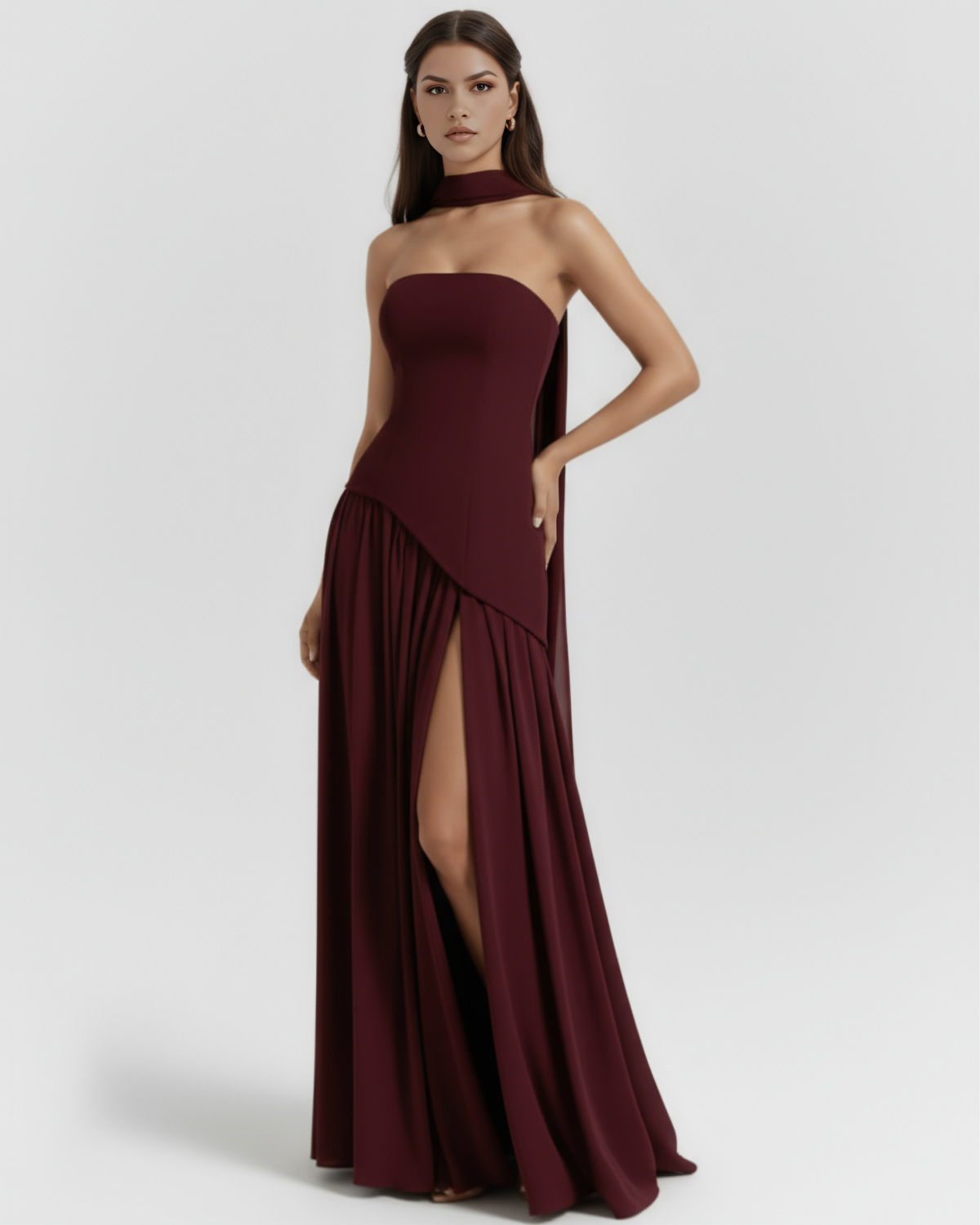 Serena — vestido en color burdeos · Novah Collection [color:Burdeos]