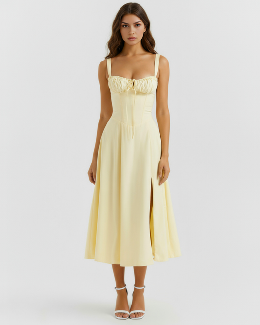 Aurora — vestido en color amarillo claro · Novah Collection [color:Amarillo Claro]