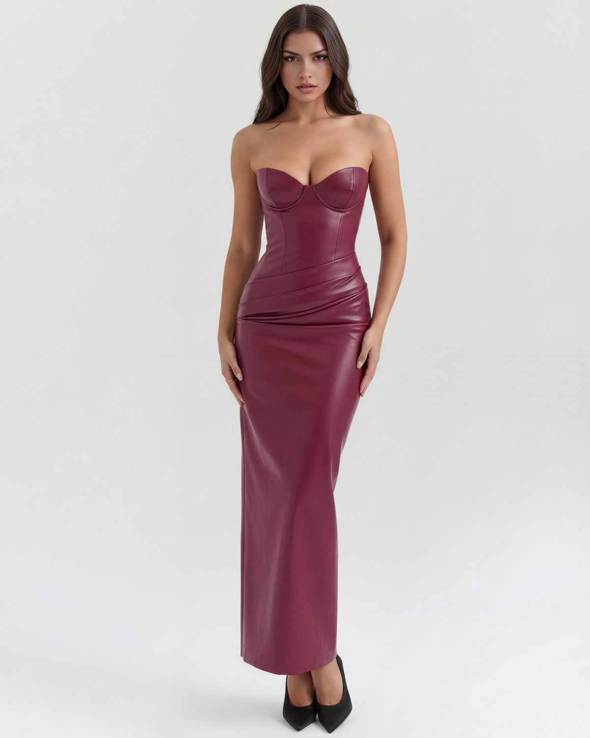Vanessa — vestido en color burdeos · Novah Collection [color:Burdeos]