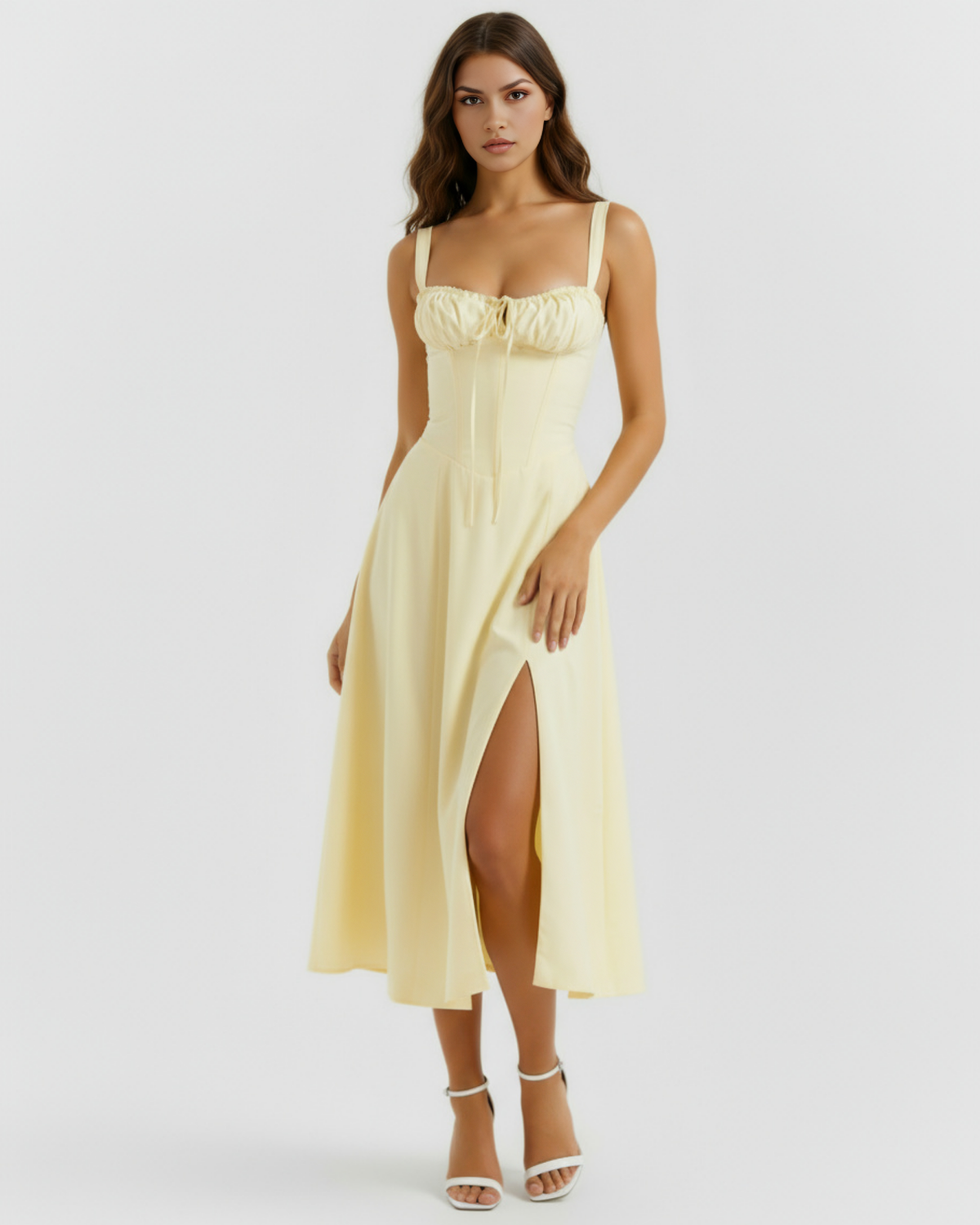 Aurora — vestido en color amarillo claro · Novah Collection [color:Amarillo Claro]