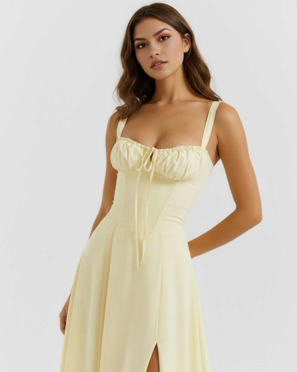 Aurora — vestido en color amarillo claro · Novah Collection [color:Amarillo Claro]