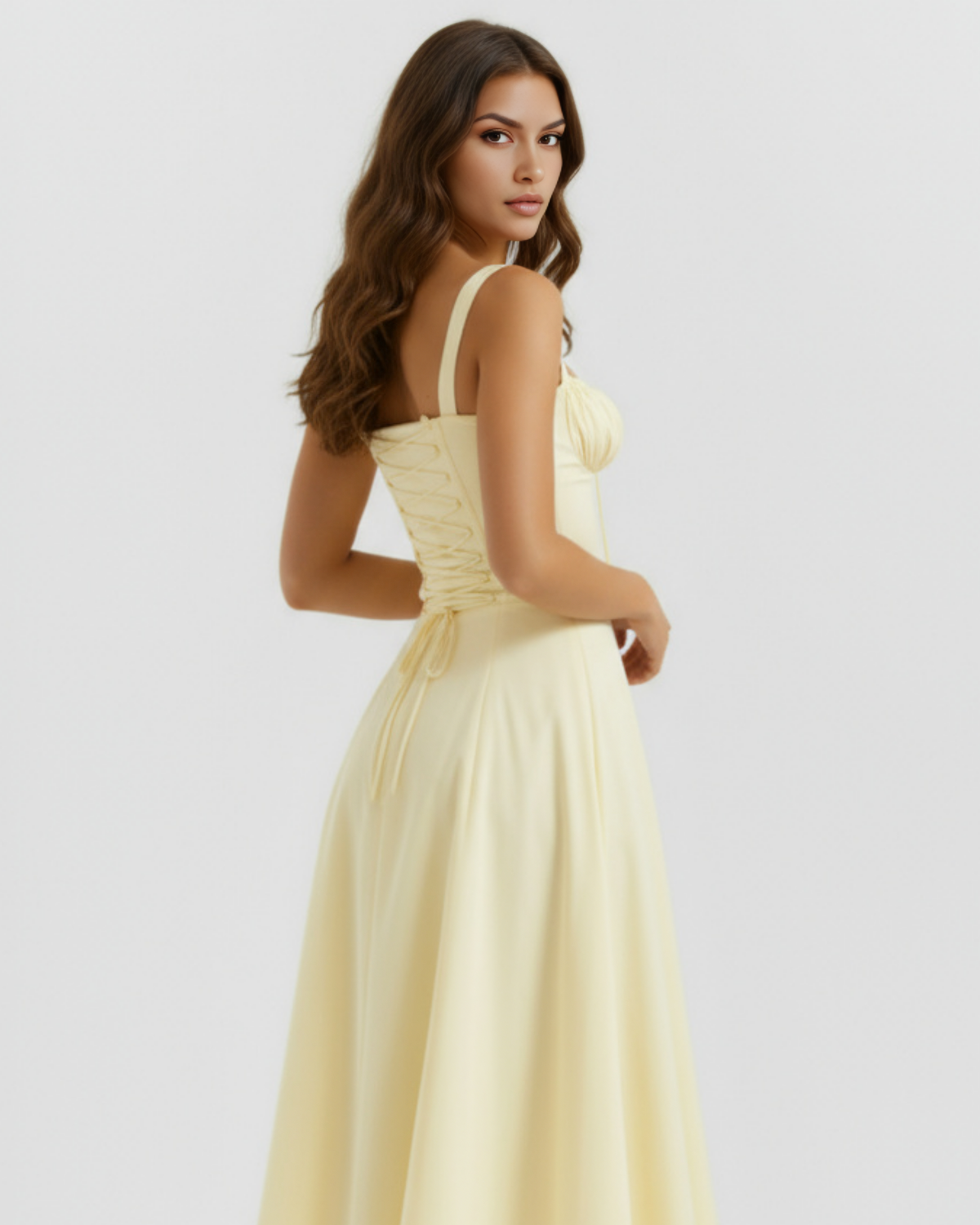 Aurora — vestido en color amarillo claro · Novah Collection [color:Amarillo Claro]