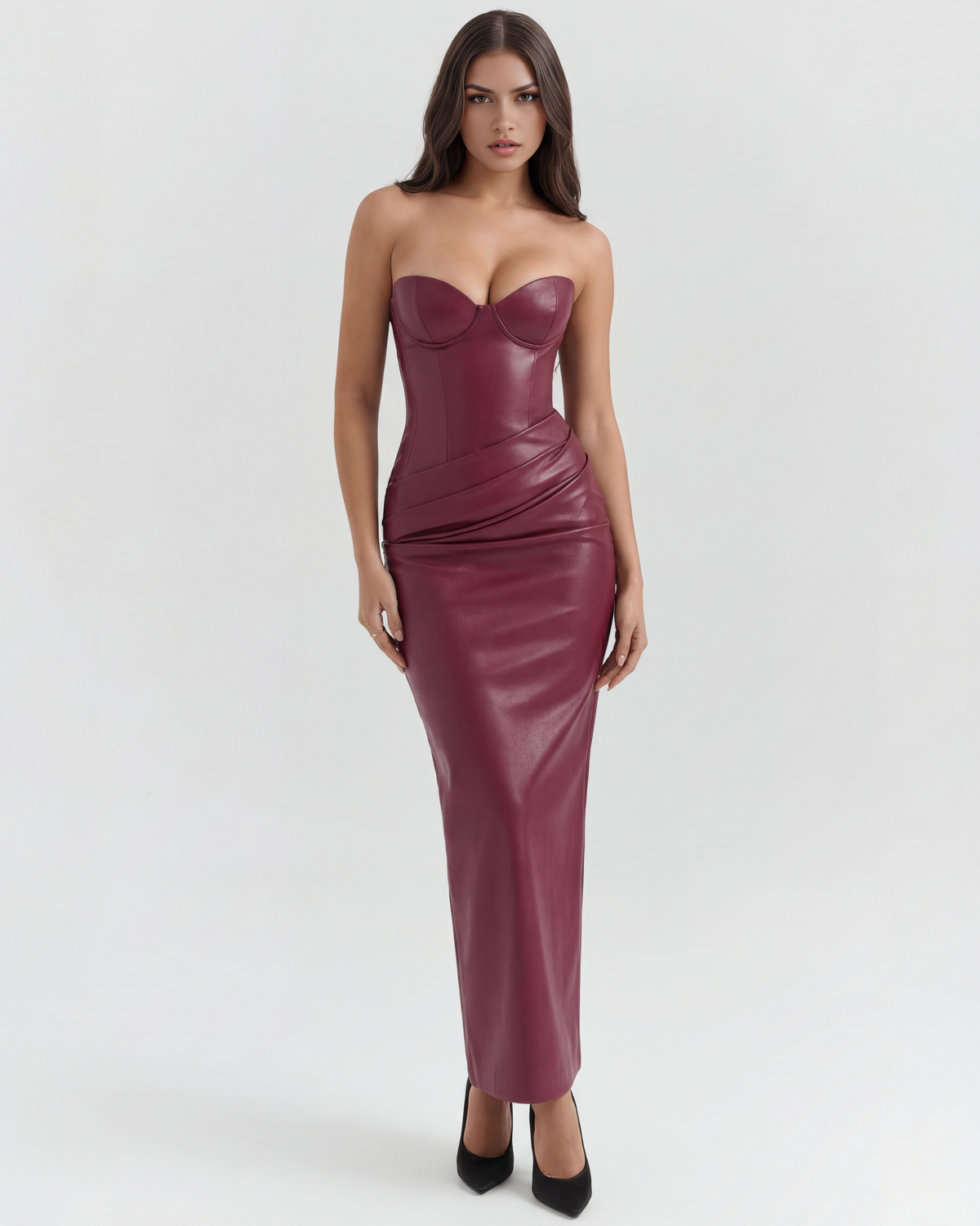 Vanessa — vestido en color burdeos · Novah Collection [color:Burdeos]