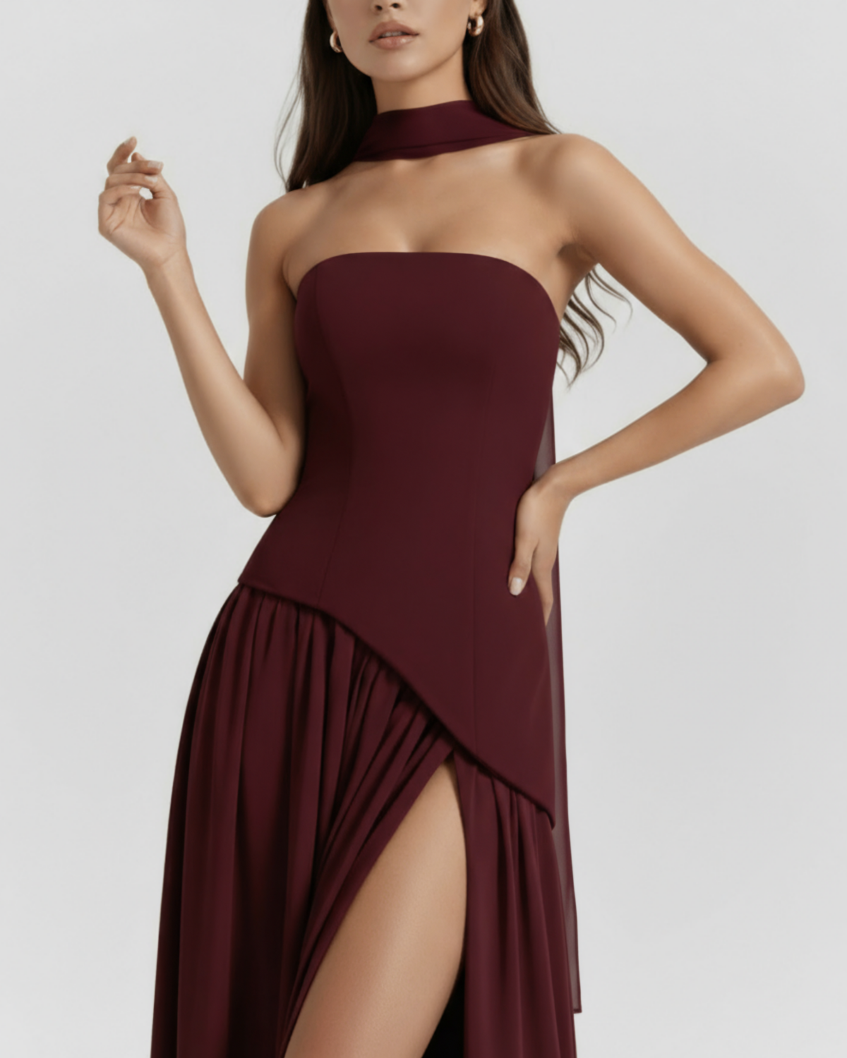Serena — vestido en color burdeos · Novah Collection [color:Burdeos]