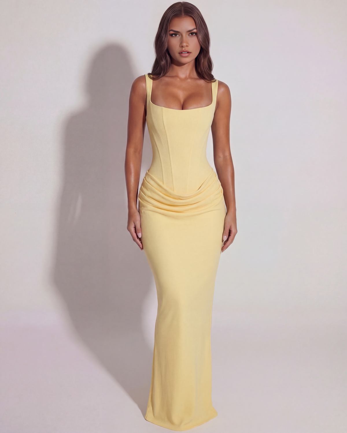 Eleonora — vestido en color amarillo mantequilla · Novah Collection [color:Amarillo Mantequilla]