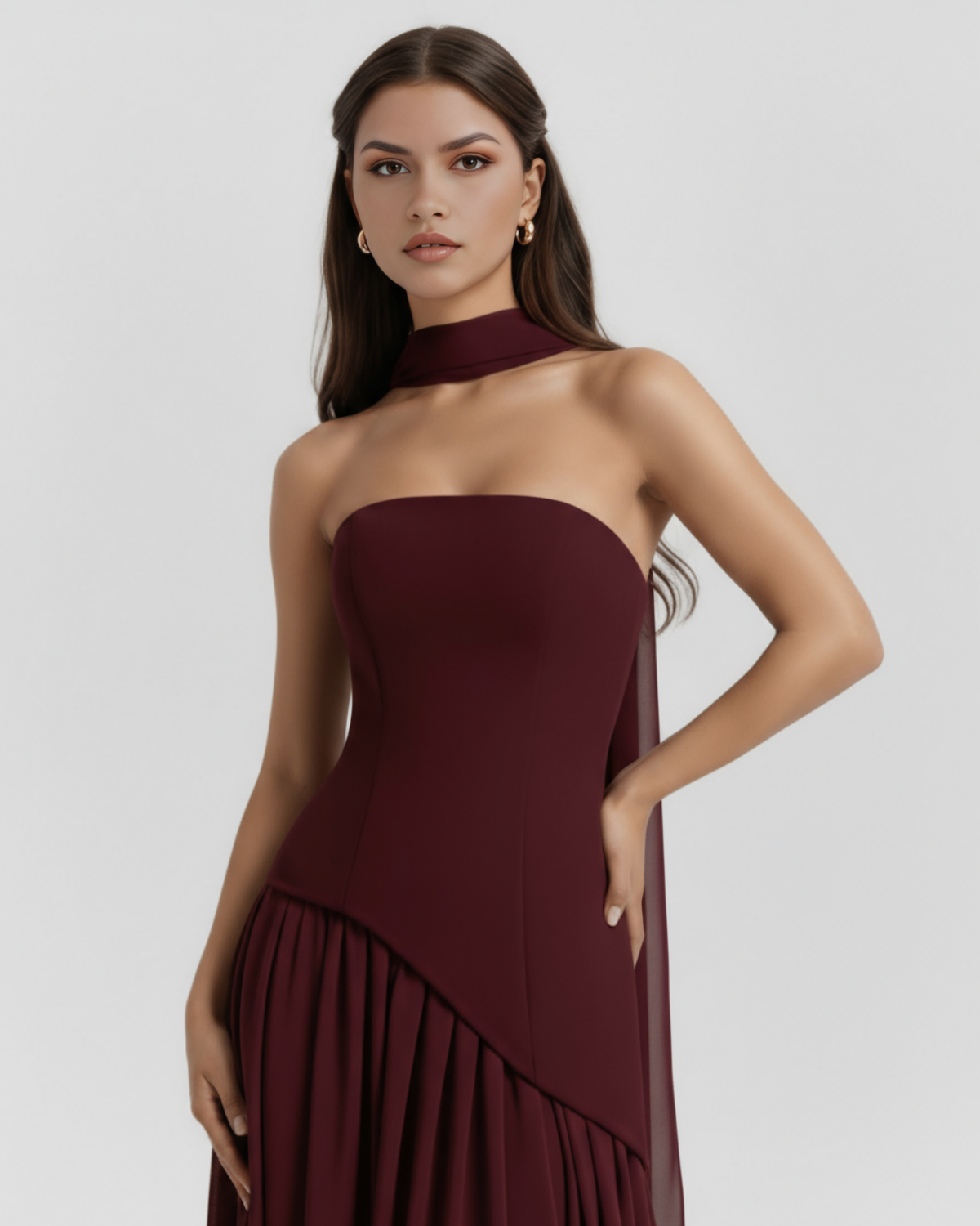 Serena — vestido en color burdeos · Novah Collection [color:Burdeos]