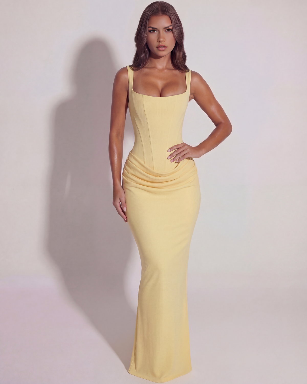 Eleonora — vestido en color amarillo mantequilla · Novah Collection [color:Amarillo Mantequilla]