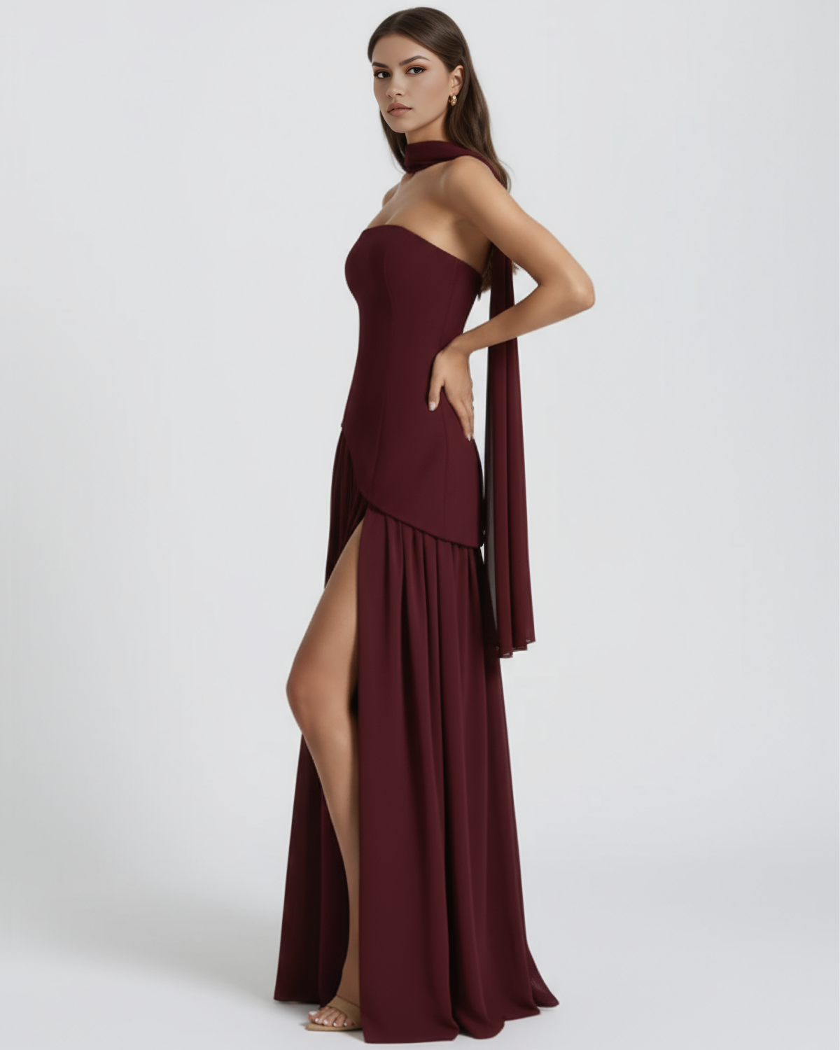 Serena — vestido en color burdeos · Novah Collection [color:Burdeos]