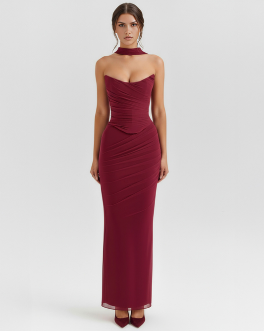 Malu — vestido en color burdeos · Novah Collection [color:Burdeos]