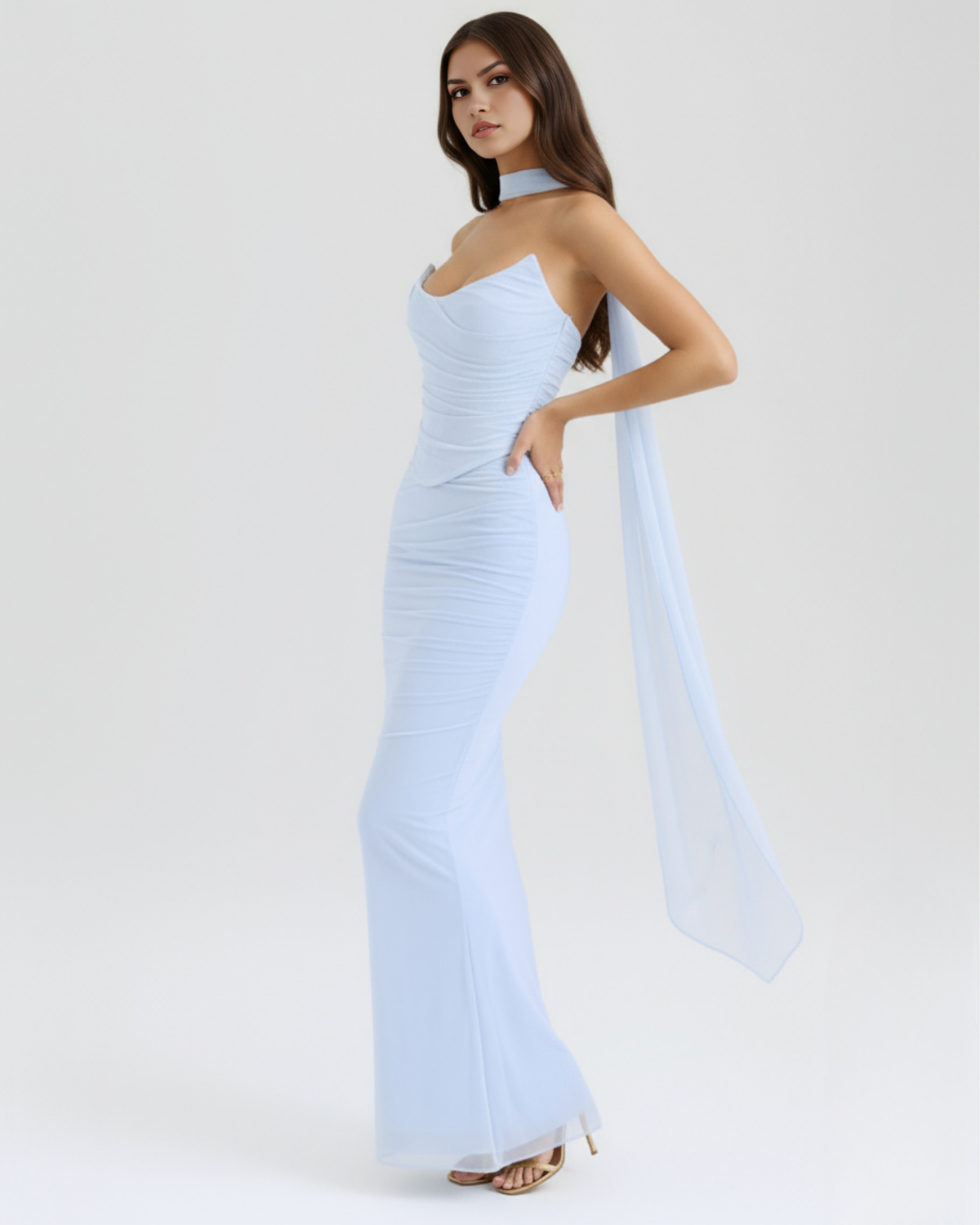 Malu — vestido en color azul bebé · Novah Collection [color:Azul Bebé]