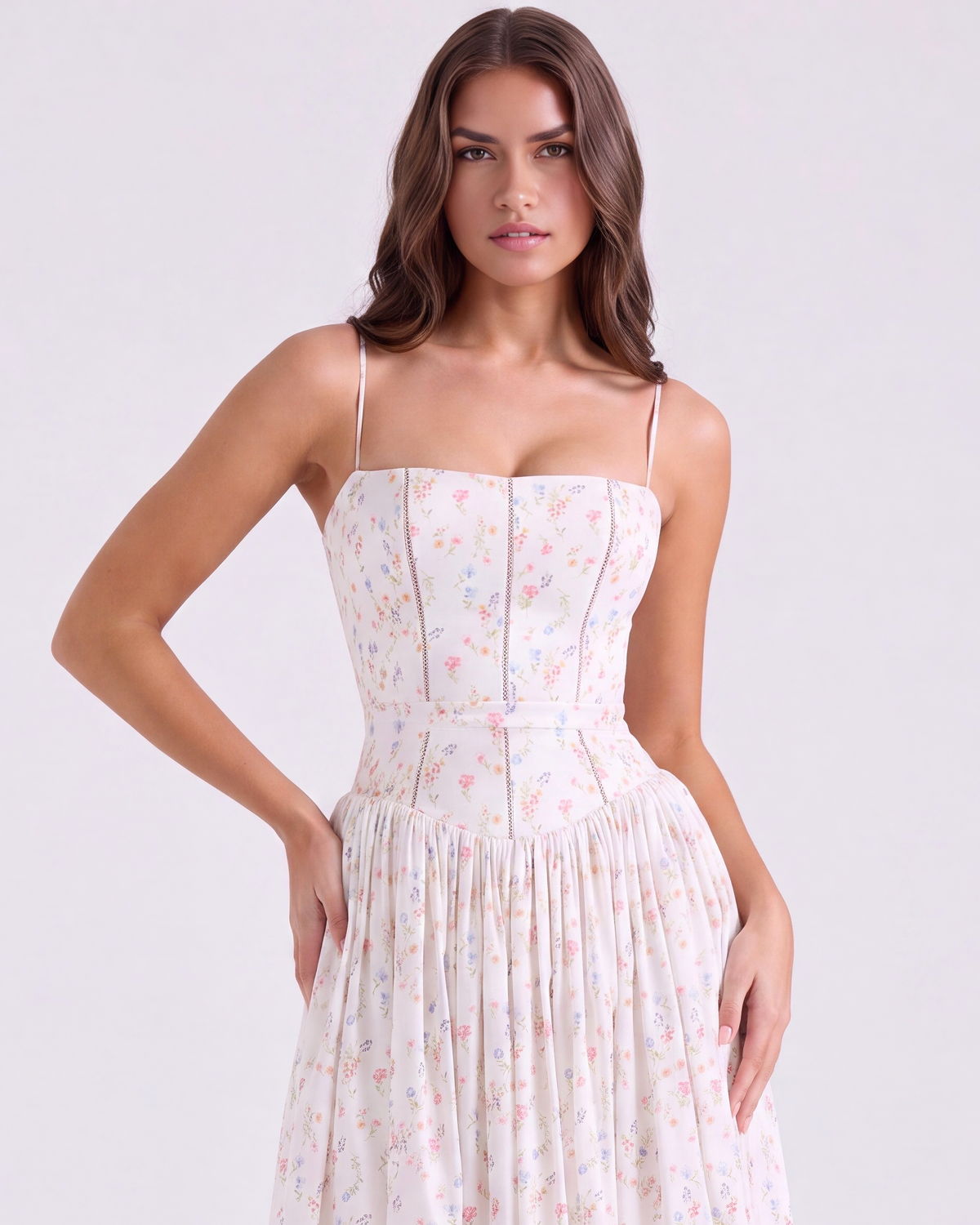 Elizabeth — vestido en color blanco floral · Novah Collection [color:Blanco Floral]
