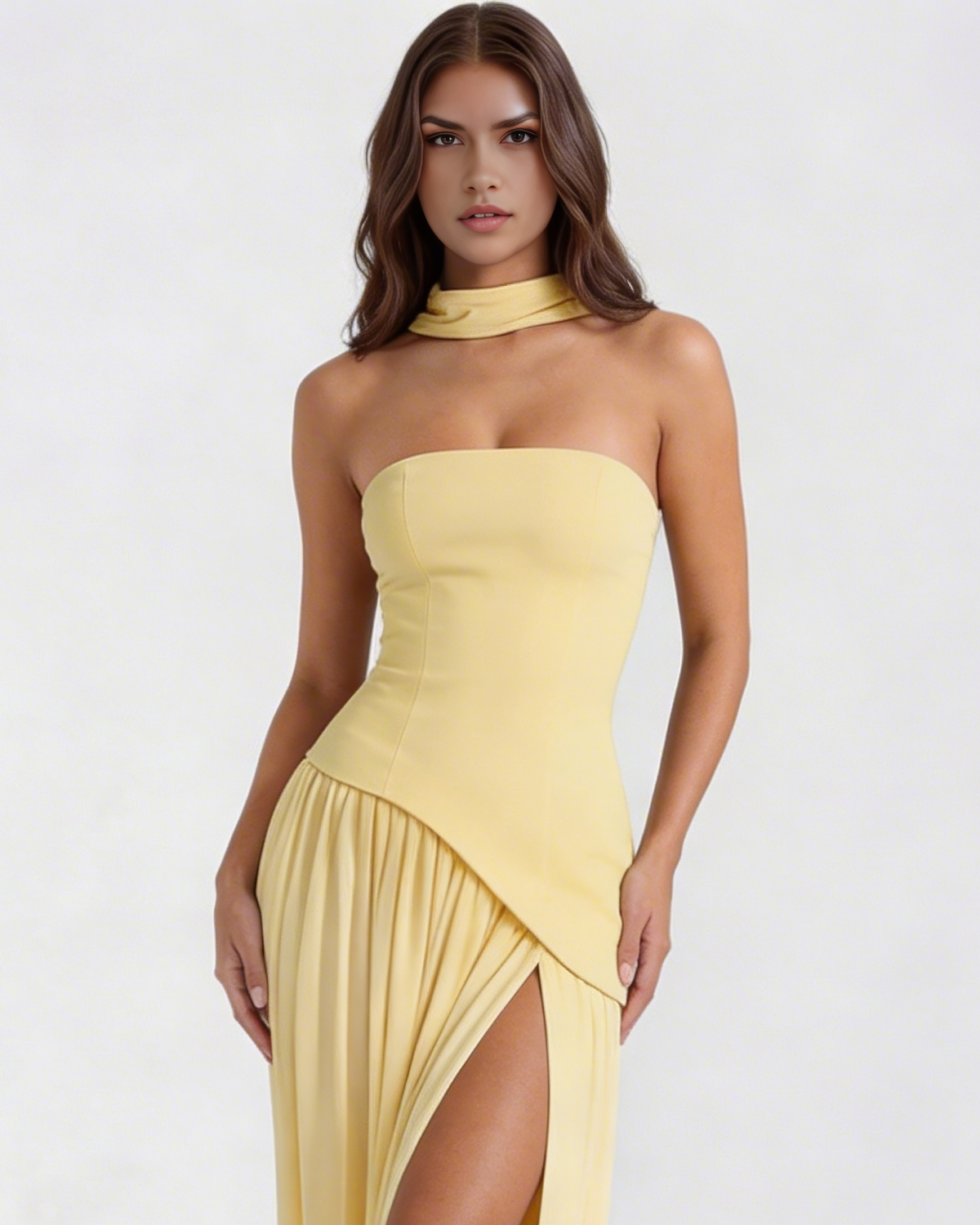 Serena — vestido en color amarillo mantequilla · Novah Collection [color:Amarillo Mantequilla]