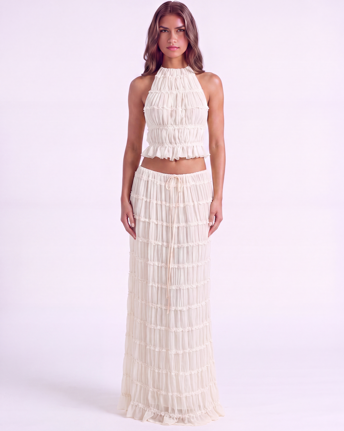Soleil — conjunto de dos piezas en color crema · Novah Collection [color:Crema]
