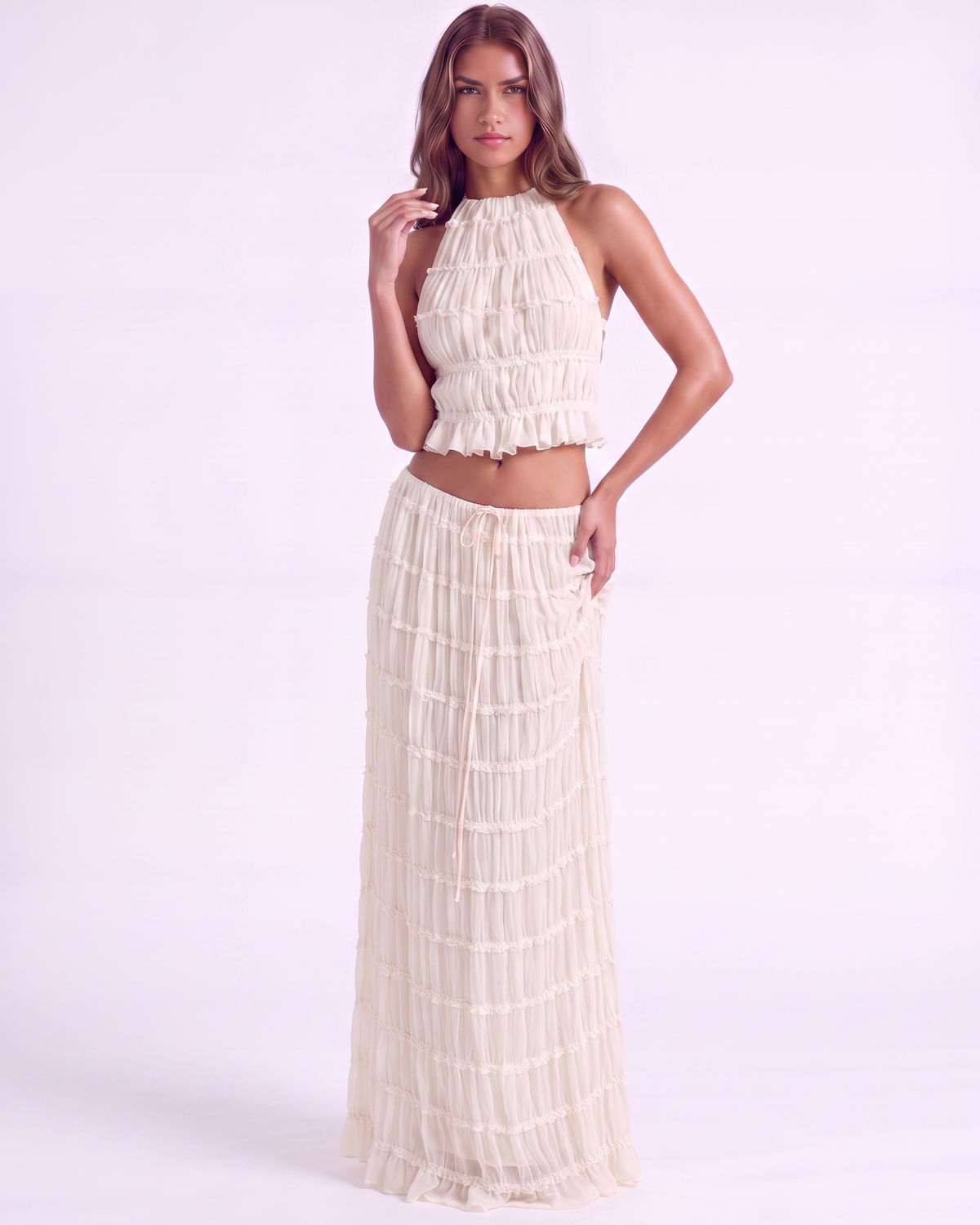 Soleil — conjunto de dos piezas en color crema · Novah Collection [color:Crema]