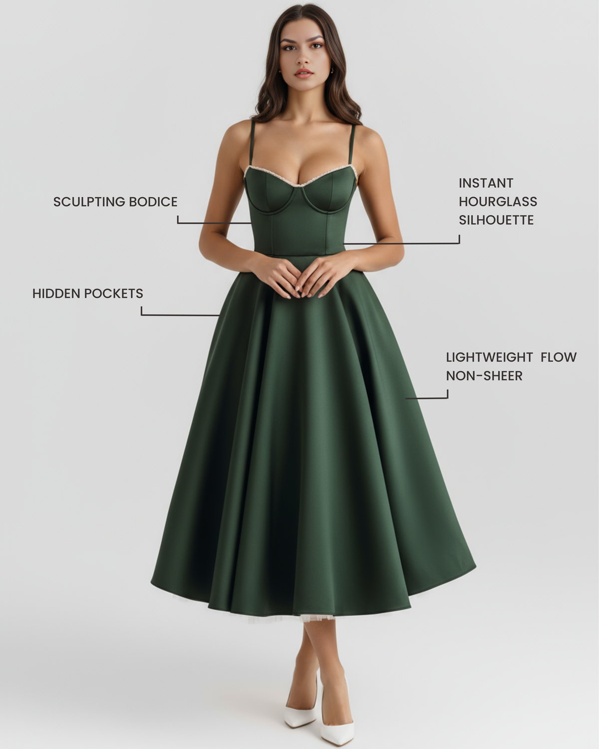 Selene — vestido en color verde bosque · Novah Collection [color:Verde Bosque]