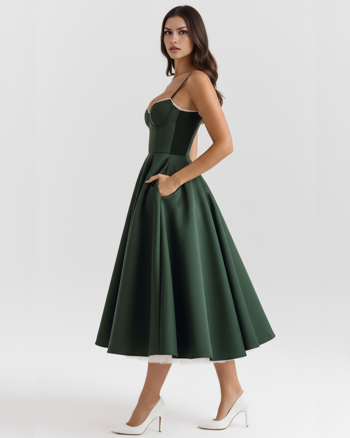 Selene — vestido en color verde bosque · Novah Collection [color:Verde Bosque]