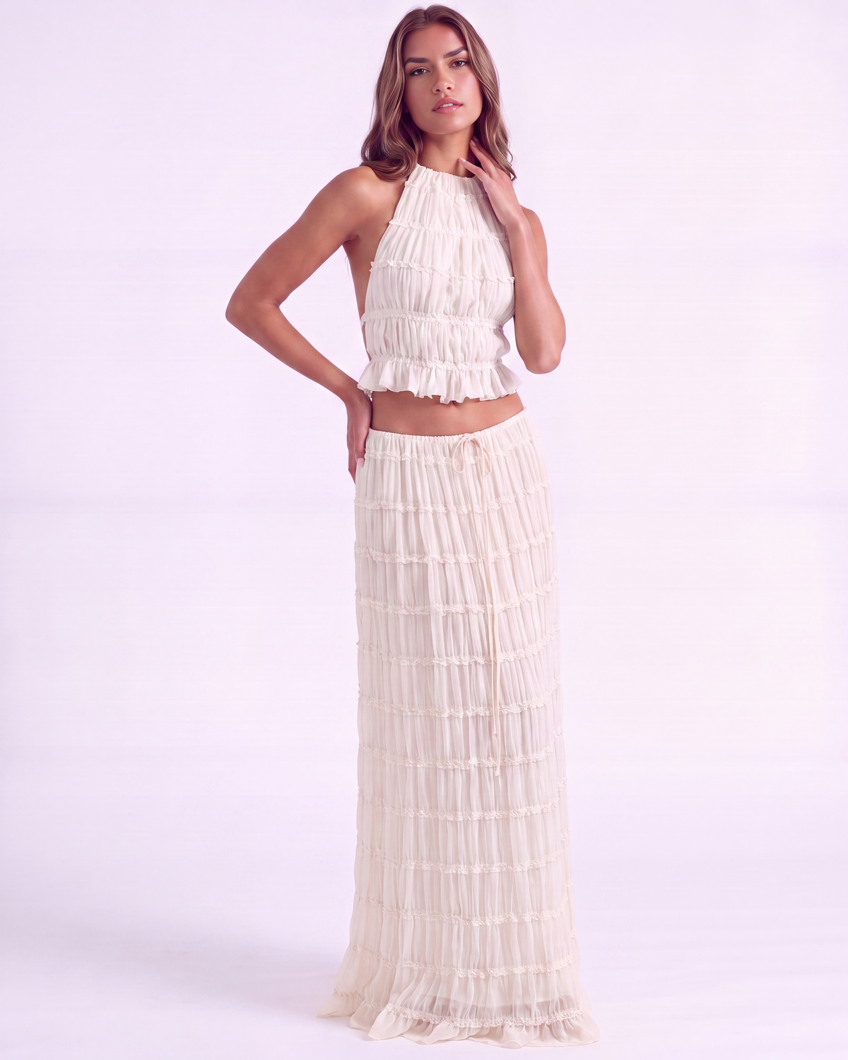 Soleil — conjunto de dos piezas en color crema · Novah Collection [color:Crema]