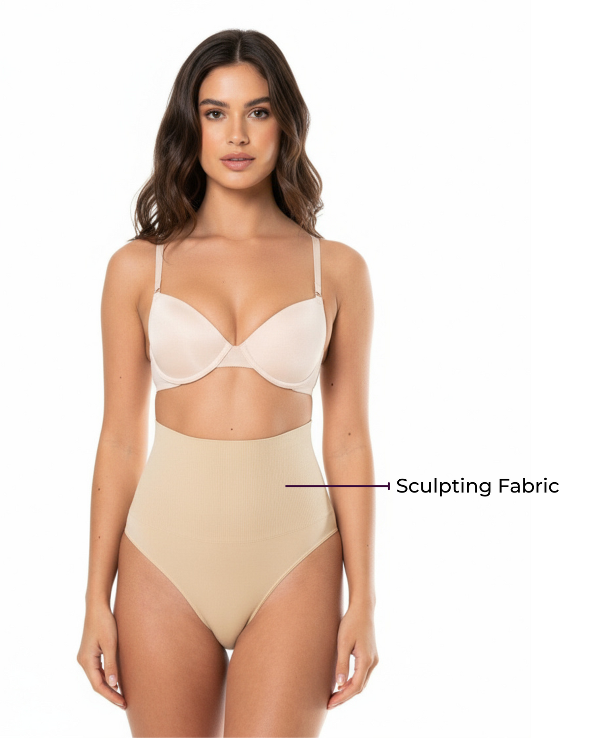 High-Waisted Thong — prenda moldeadora en color beige · Novah Collection [color:Beige]