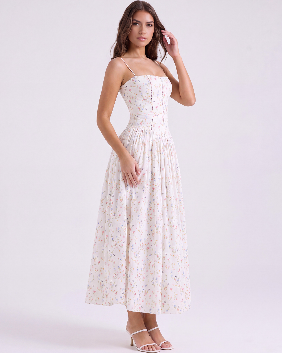 Elizabeth — vestido en color blanco floral · Novah Collection [color:Blanco Floral]