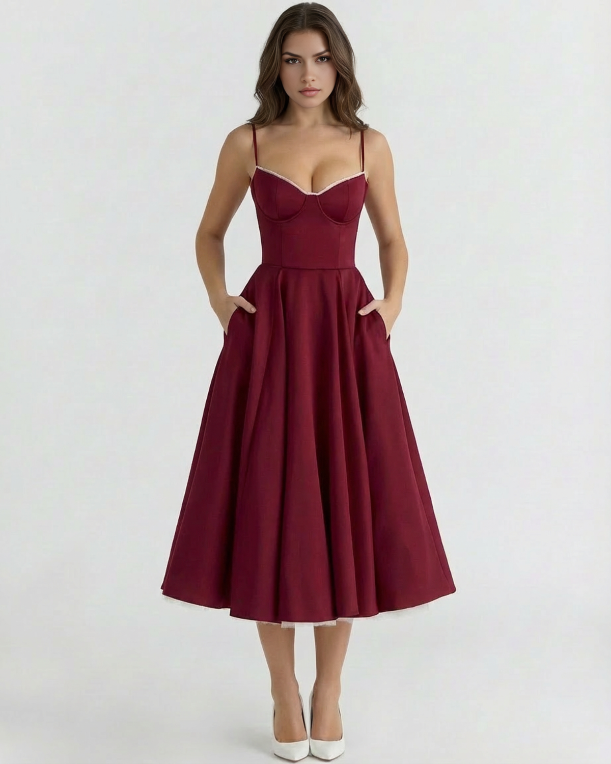Selene — vestido en color burdeos · Novah Collection [color:Burdeos]