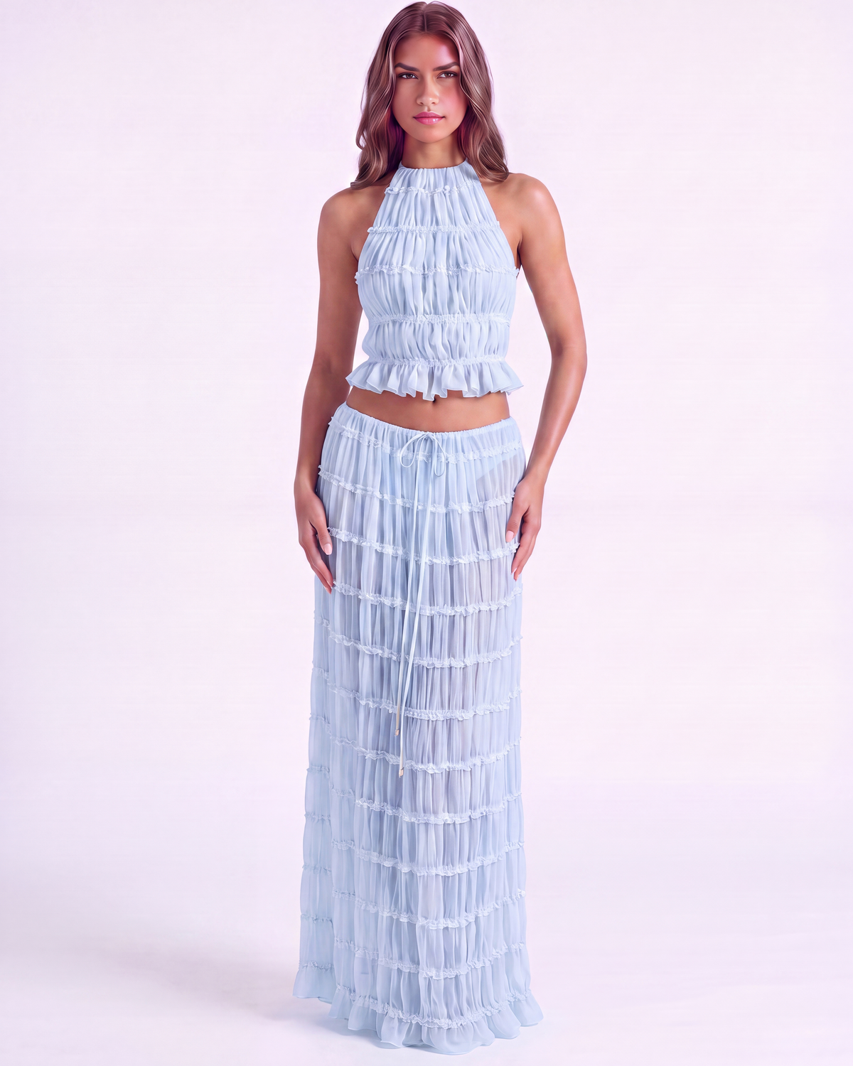 Soleil — conjunto de dos piezas en color azul bebé · Novah Collection [color:Azul Bebé]