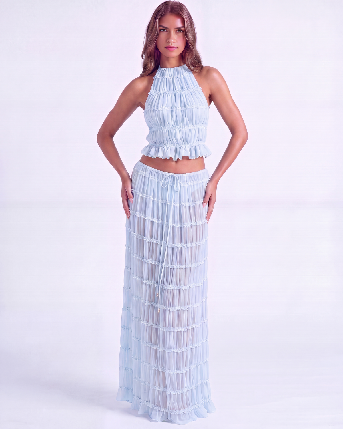 Soleil — conjunto de dos piezas en color azul bebé · Novah Collection [color:Azul Bebé]