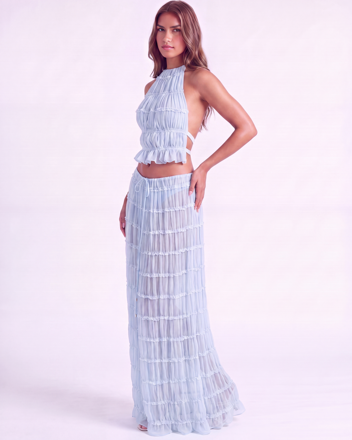 Soleil — conjunto de dos piezas en color azul bebé · Novah Collection [color:Azul Bebé]