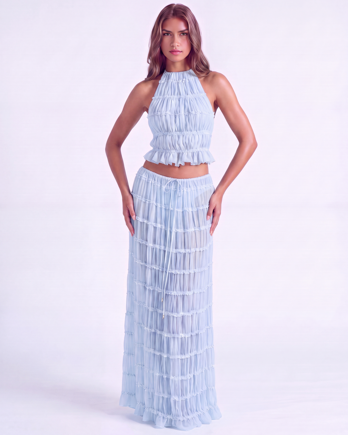Soleil — conjunto de dos piezas en color azul bebé · Novah Collection [color:Azul Bebé]
