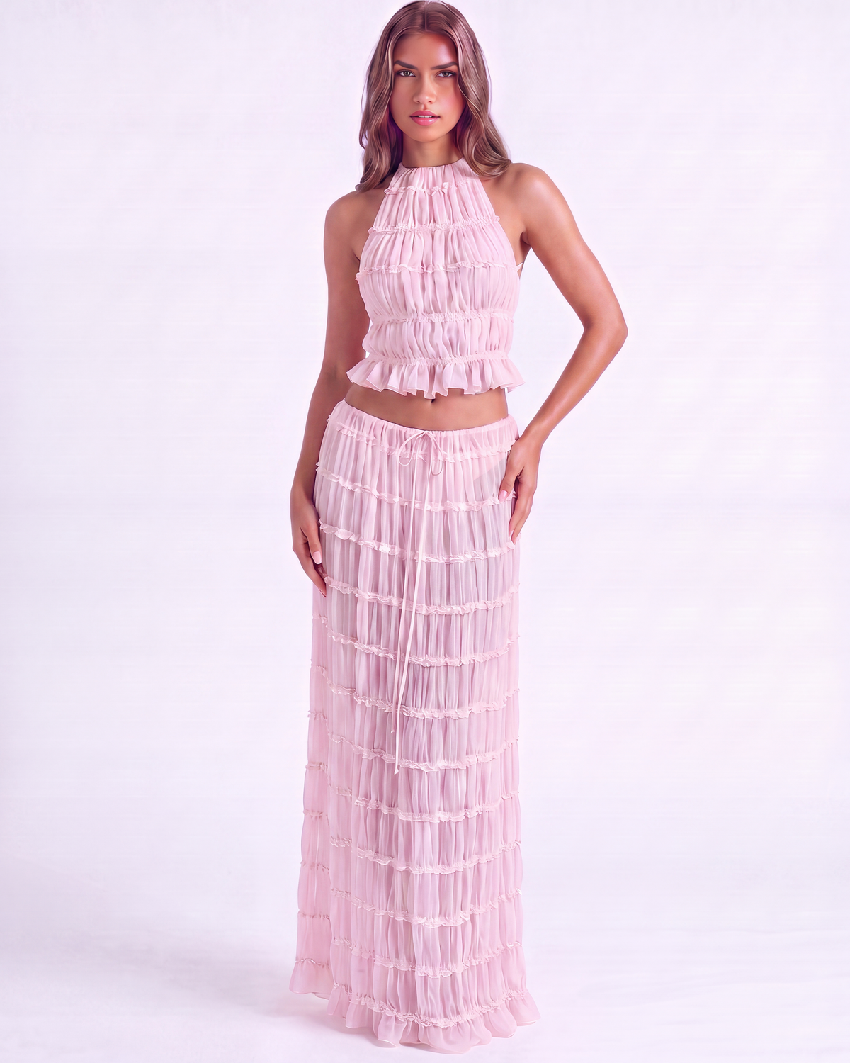 Soleil — conjunto de dos piezas en color rosa · Novah Collection [color:Rosa]