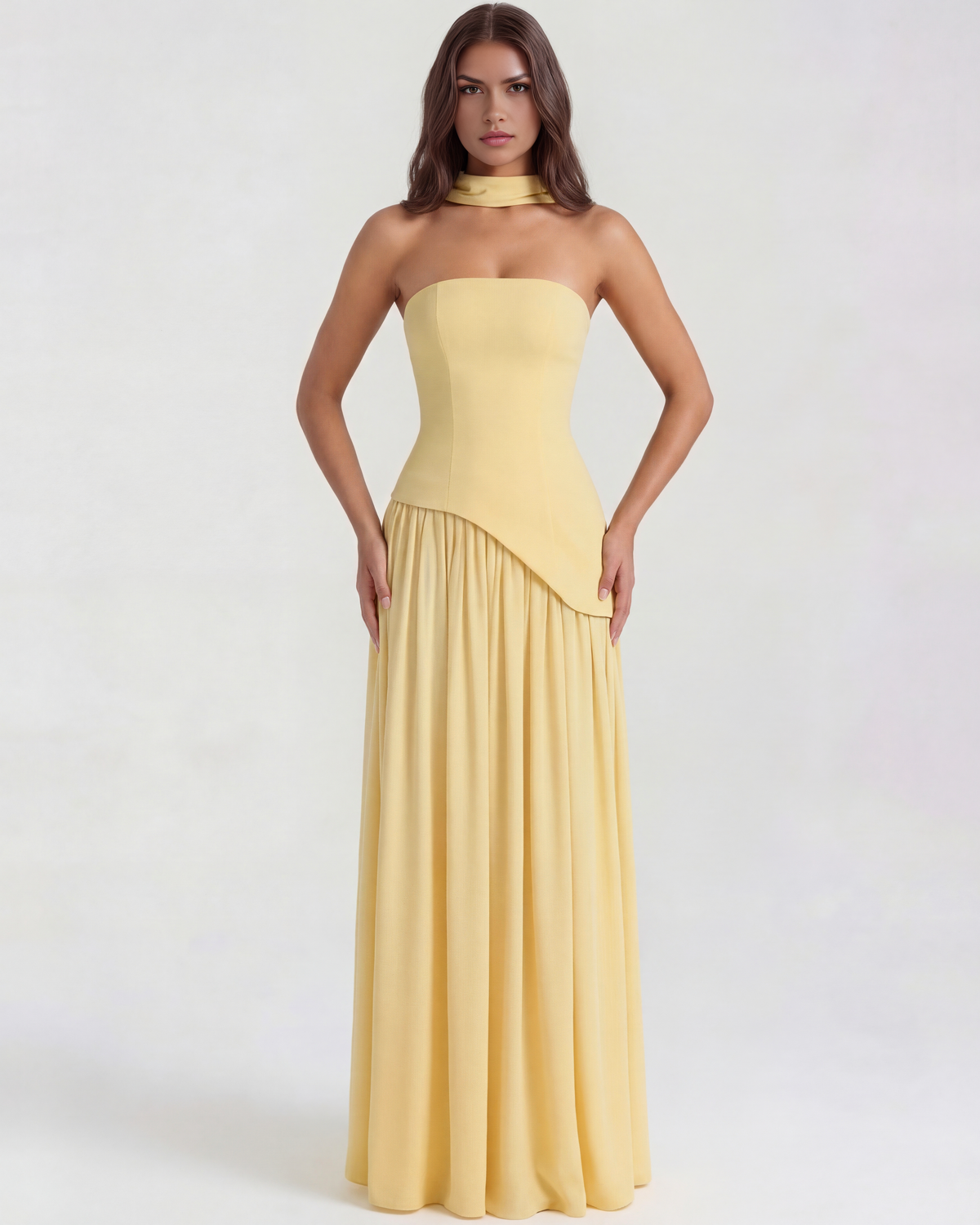 Serena — vestido en color amarillo mantequilla · Novah Collection [color:Amarillo Mantequilla]