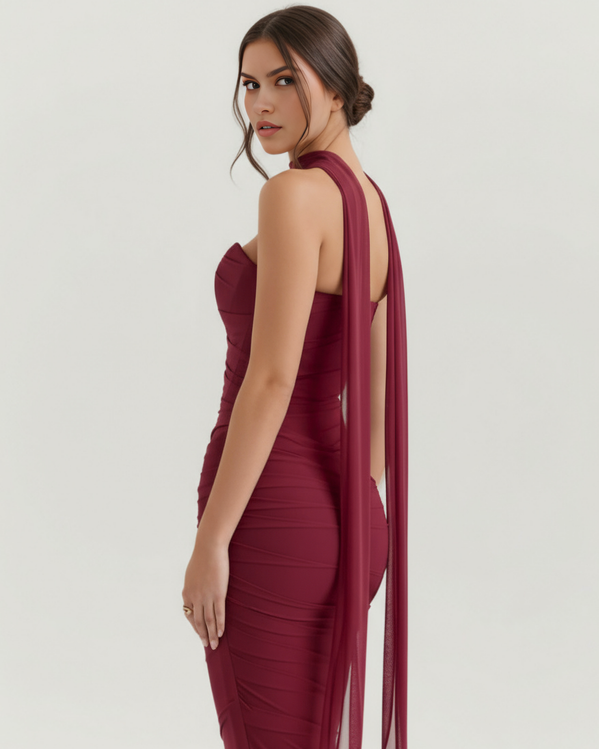 Malu — vestido en color burdeos · Novah Collection [color:Burdeos]
