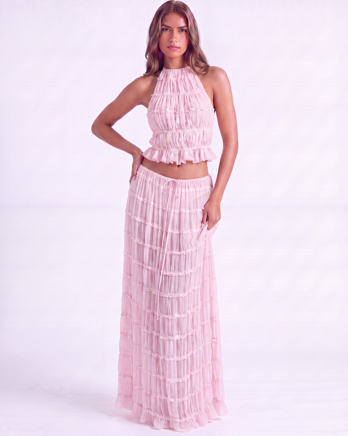 Soleil — conjunto de dos piezas en color rosa · Novah Collection [color:Rosa]