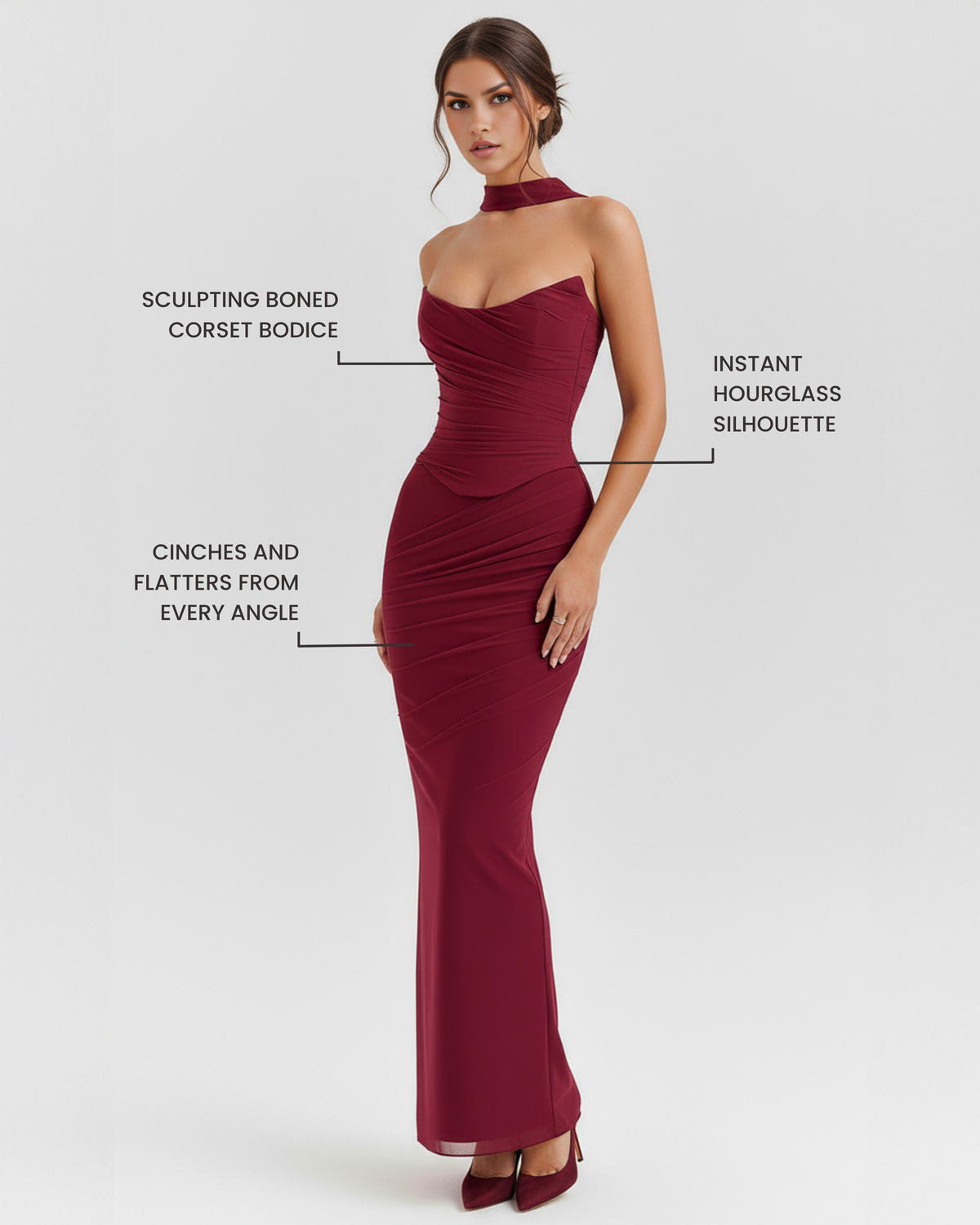 Malu — vestido en color burdeos · Novah Collection [color:Burdeos]