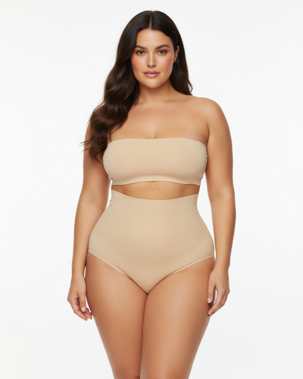 High-Waisted Thong — prenda moldeadora en color beige · Novah Collection [color:Beige]
