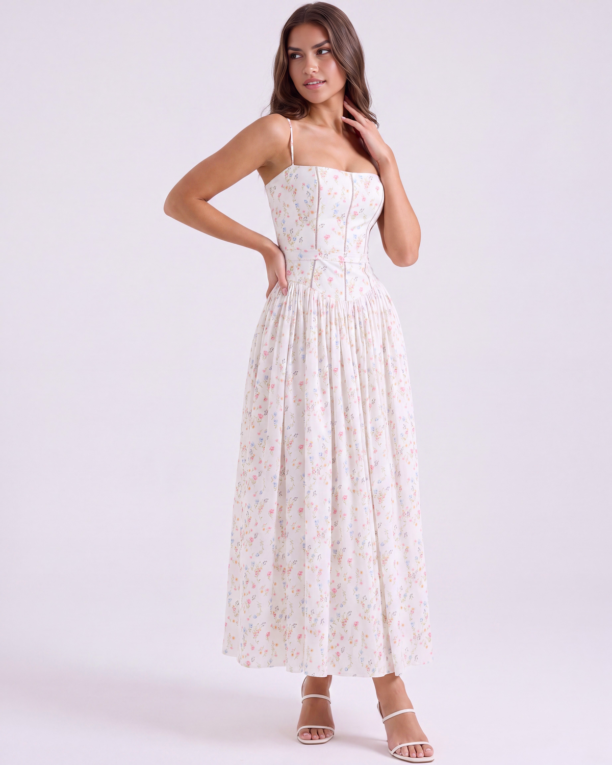 Elizabeth — vestido en color blanco floral · Novah Collection [color:Blanco Floral]
