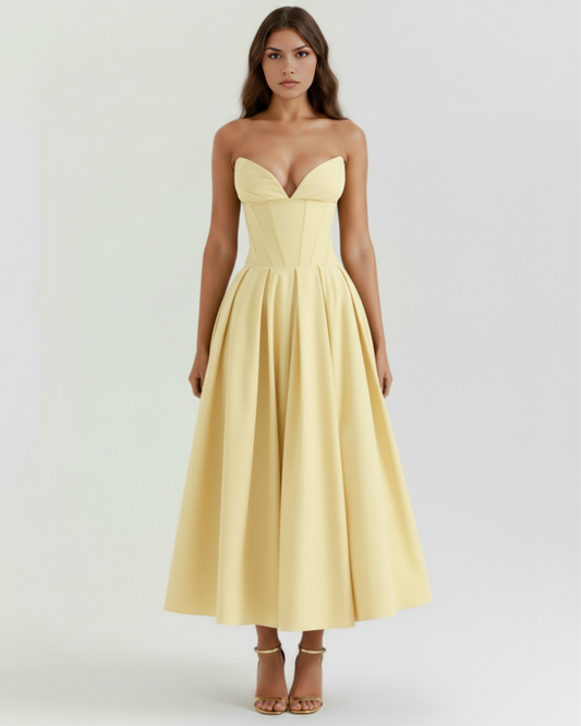 Amalfi — vestido en color amarillo claro · Novah Collection [color:Amarillo Claro]