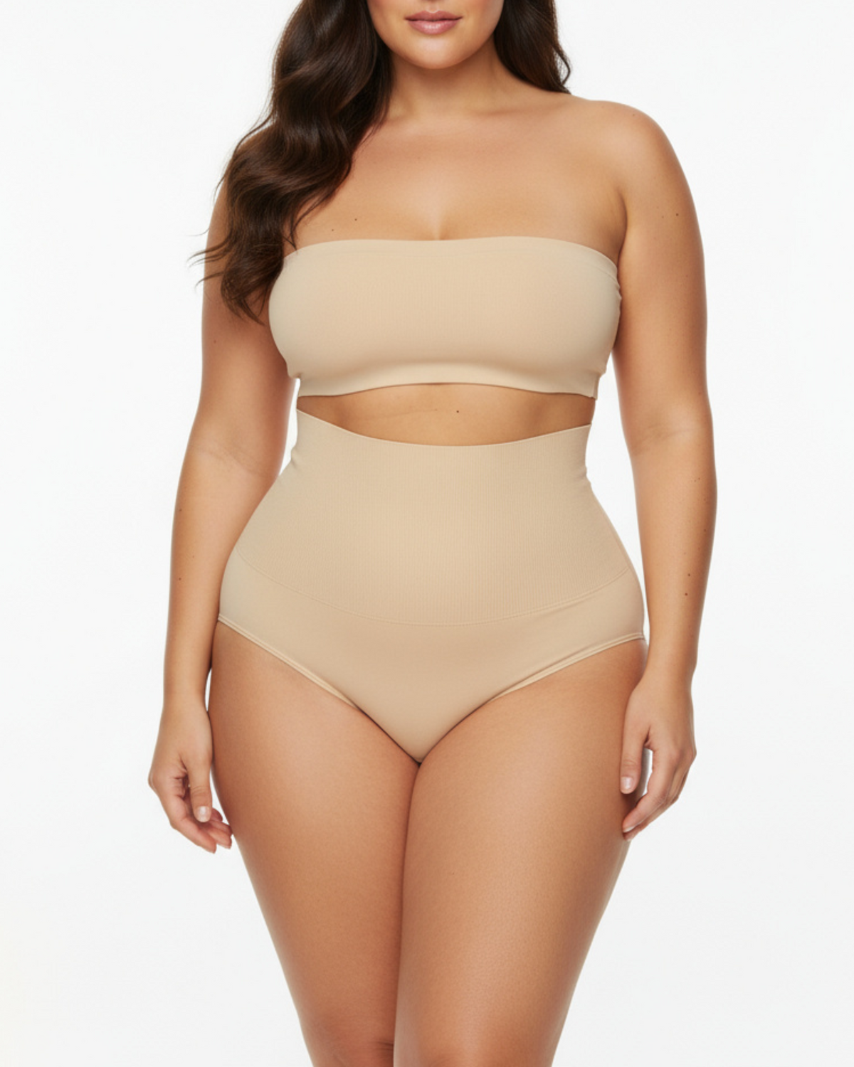 High-Waisted Thong — prenda moldeadora en color beige · Novah Collection [color:Beige]