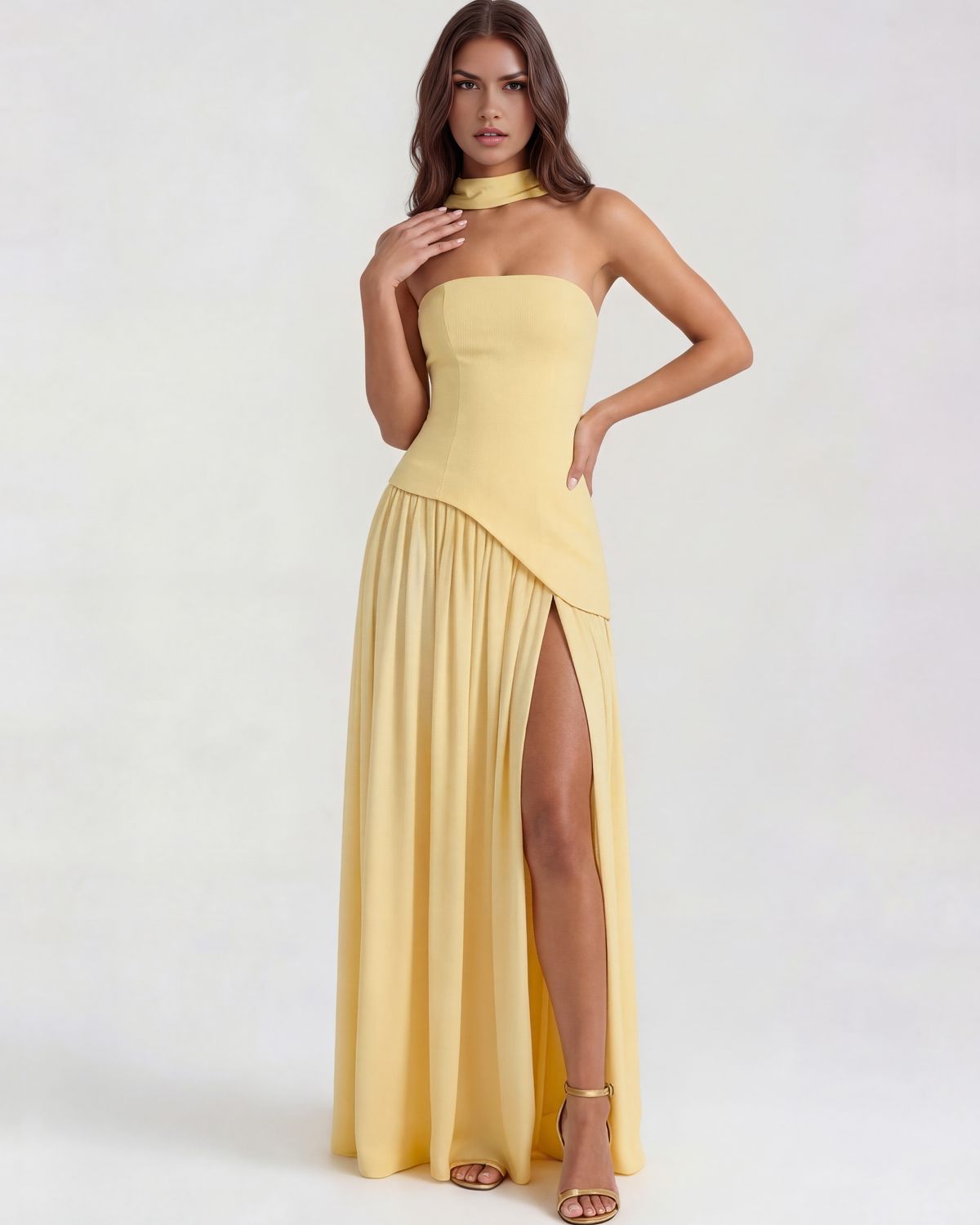 Serena — vestido en color amarillo mantequilla · Novah Collection [color:Amarillo Mantequilla]